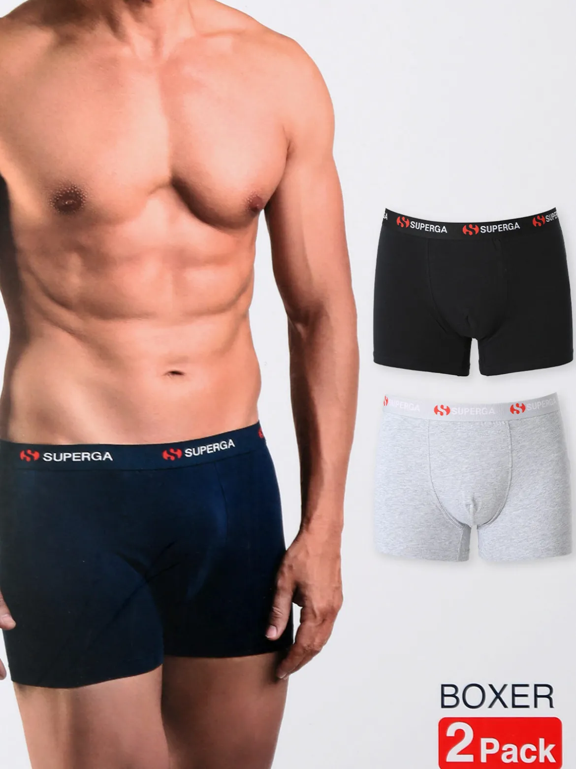 Superga Confezione da 2 boxer uomo in cotone