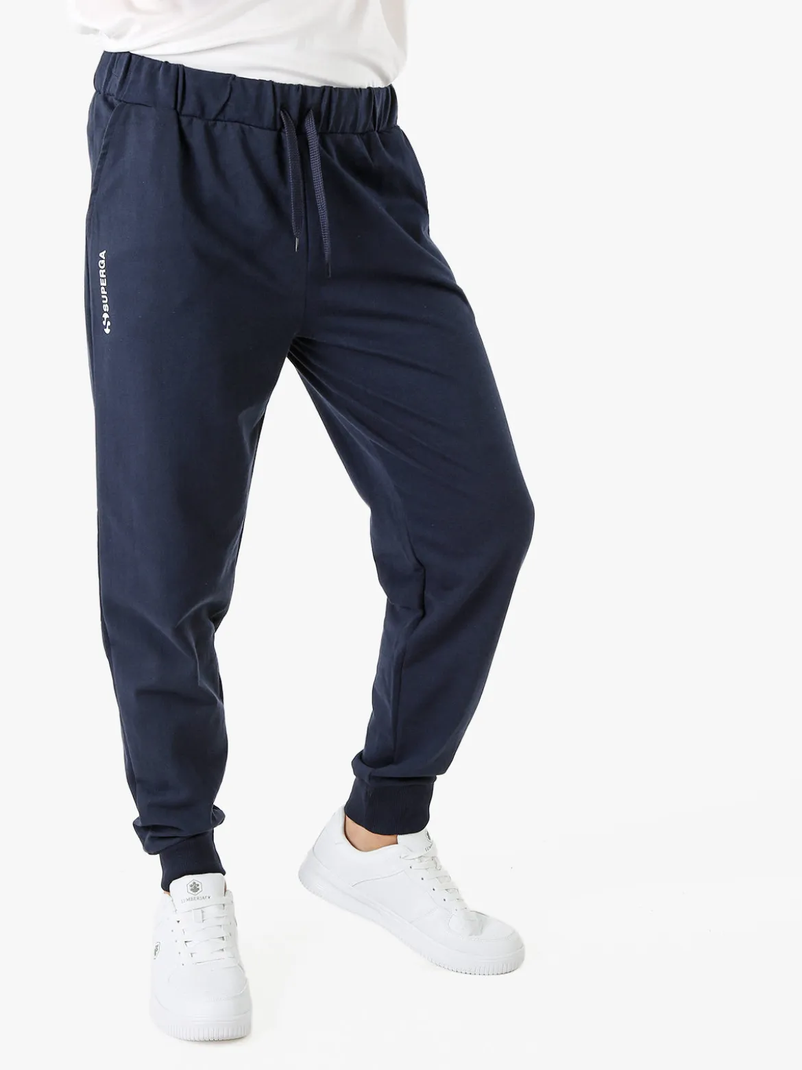 Superga Pantaloni tuta da uomo in felpa con coulisse e polsini - blu scuro