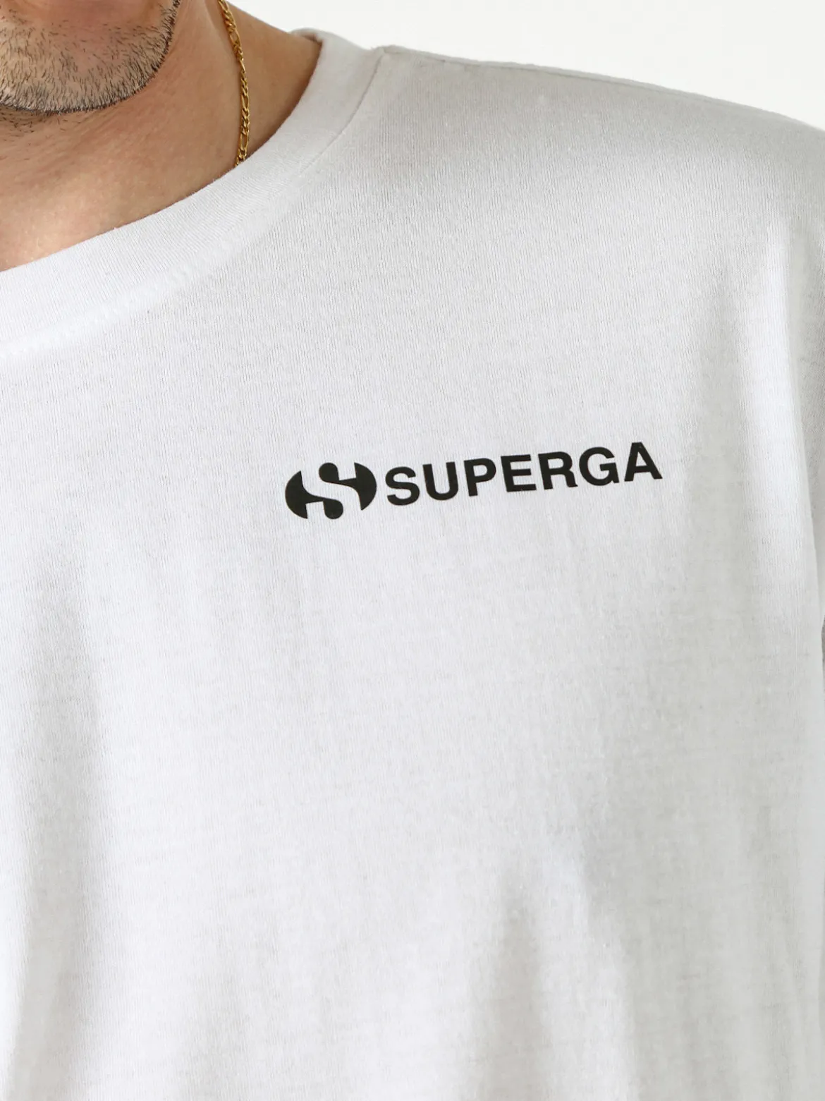 Superga T-shirt da uomo in cotone con logo - bianco