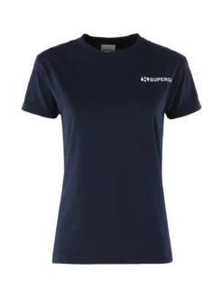 Superga T-shirt girocollo da donna in cotone con logo - blu scuro