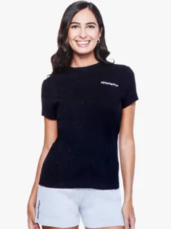 Superga T-shirt girocollo da donna in cotone con logo - blu scuro