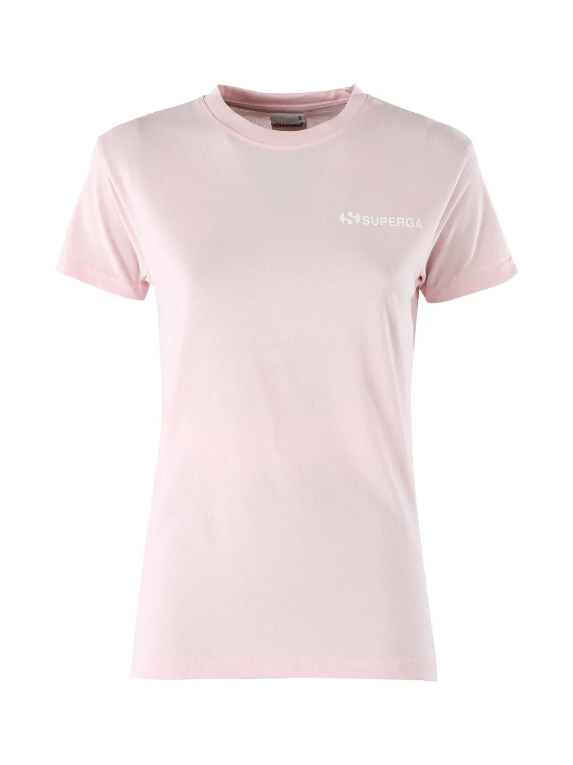 Superga T-shirt girocollo da donna in cotone con logo - rosa