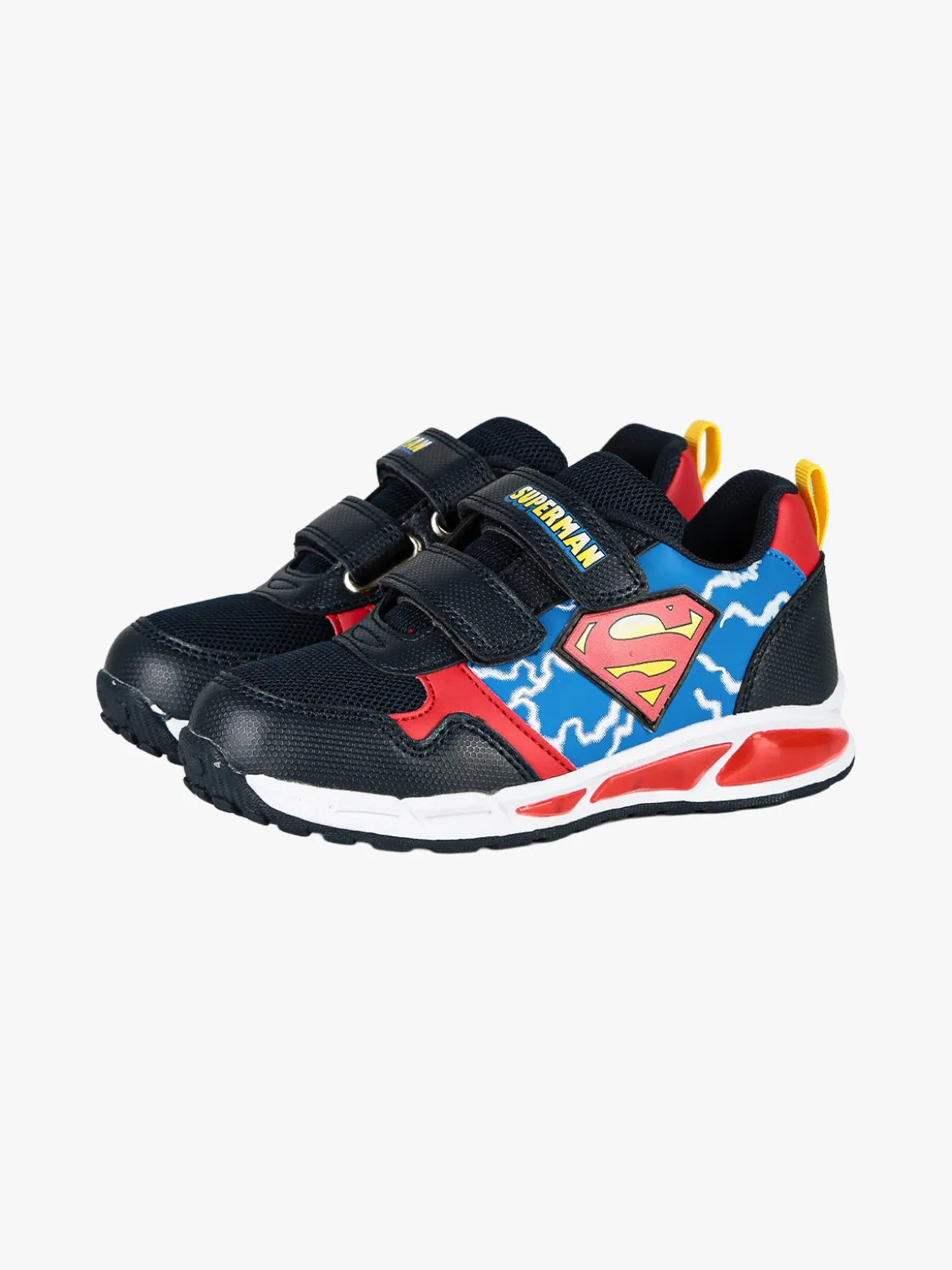 Superman Sneakers da bambino con cinturini a strappi e luci - multicolore