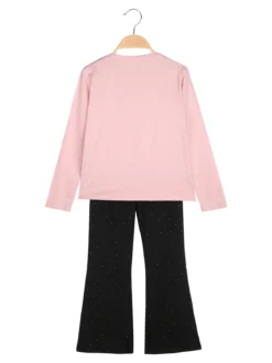 Sweet Junior Completo elegante da bambina con paillettes e pantaloni a zampa - rosa