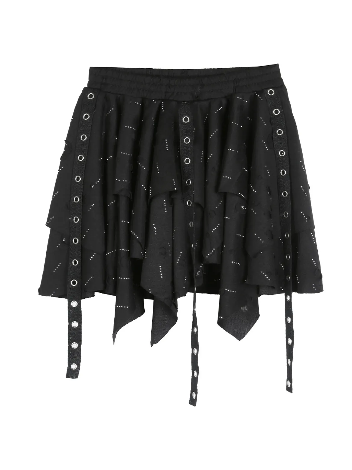 Sweet Junior Completo 3 pezzi da bambina con giacca in ecopelle e gonna con strass - nero
