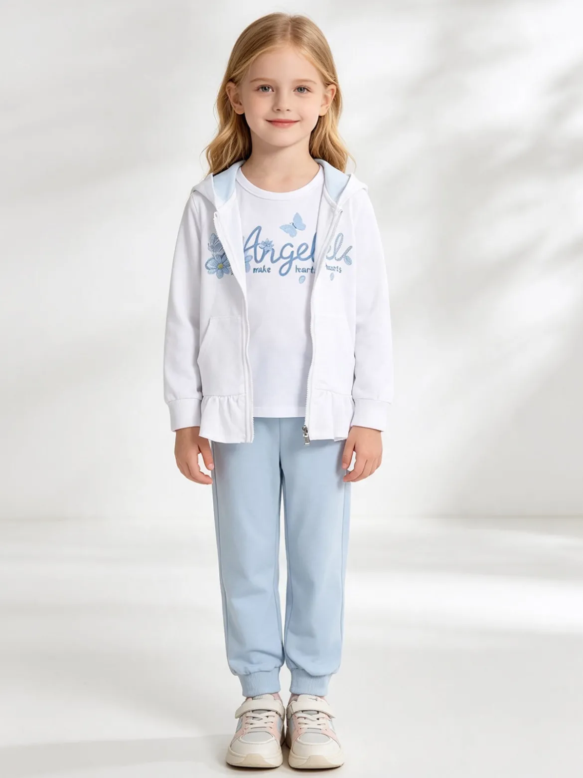 Sweet Junior Completo 3 pezzi da neonata con cappuccio e zip - bianco