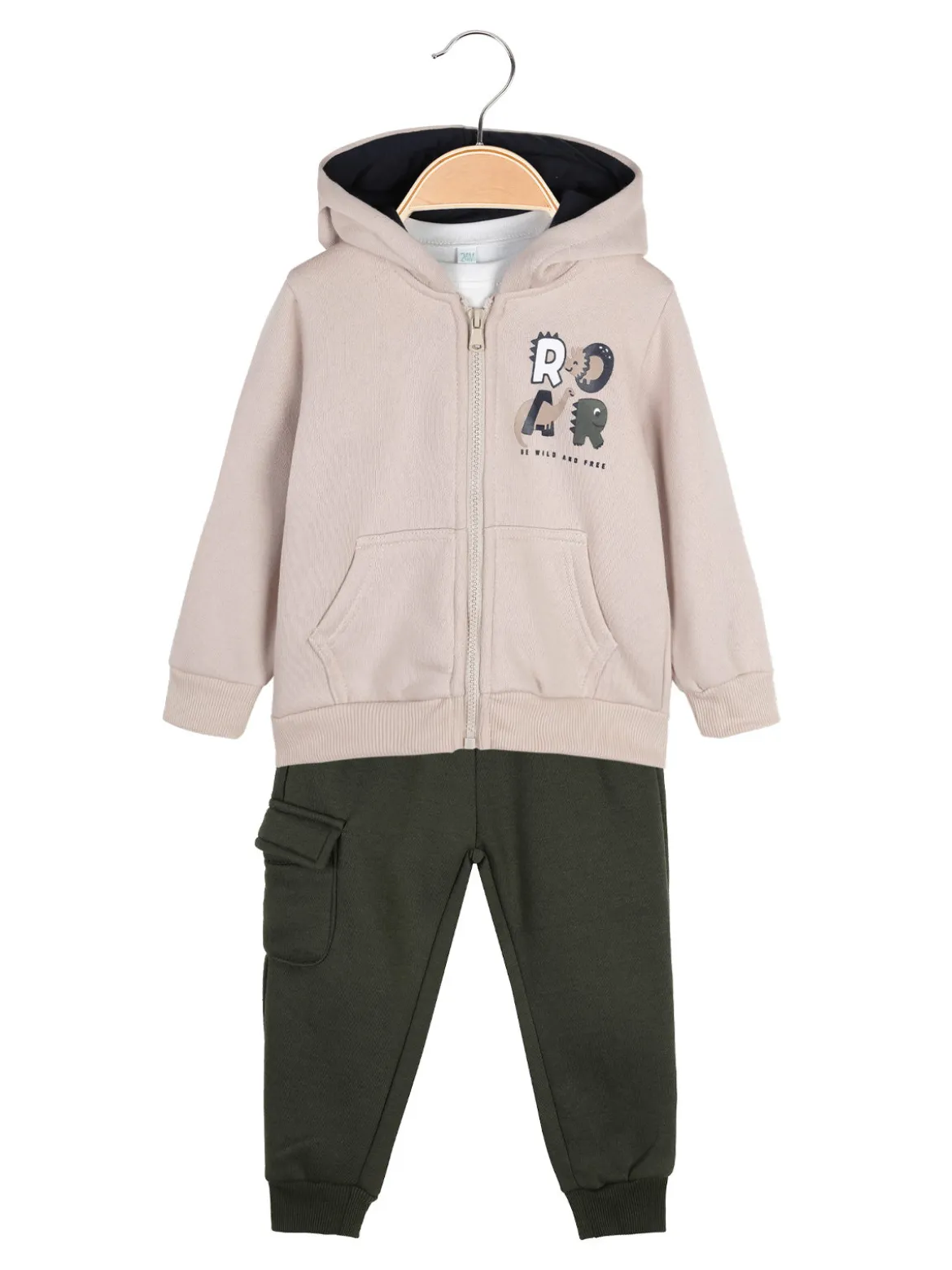 Sweet Junior Completo 3 pezzi da neonato con cappuccio e zip