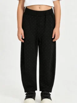 Sweet Junior Pantaloni da bambina a palloncino con micro borchie - nero