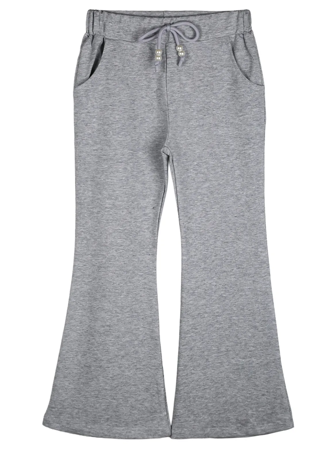 Sweet Junior Pantaloni da bambina a zampa con elastico in vita - grigio