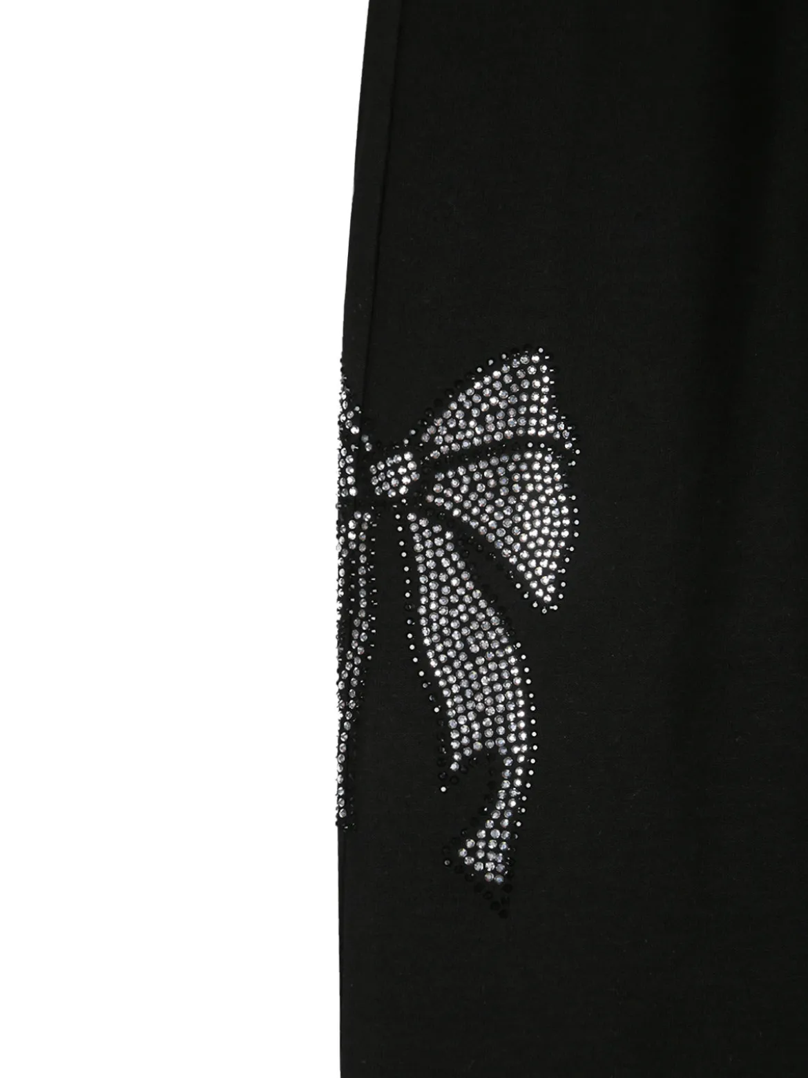 Sweet Junior Pantaloni da bambina a zampa con fiocchi di strass ed elastico in vita - nero
