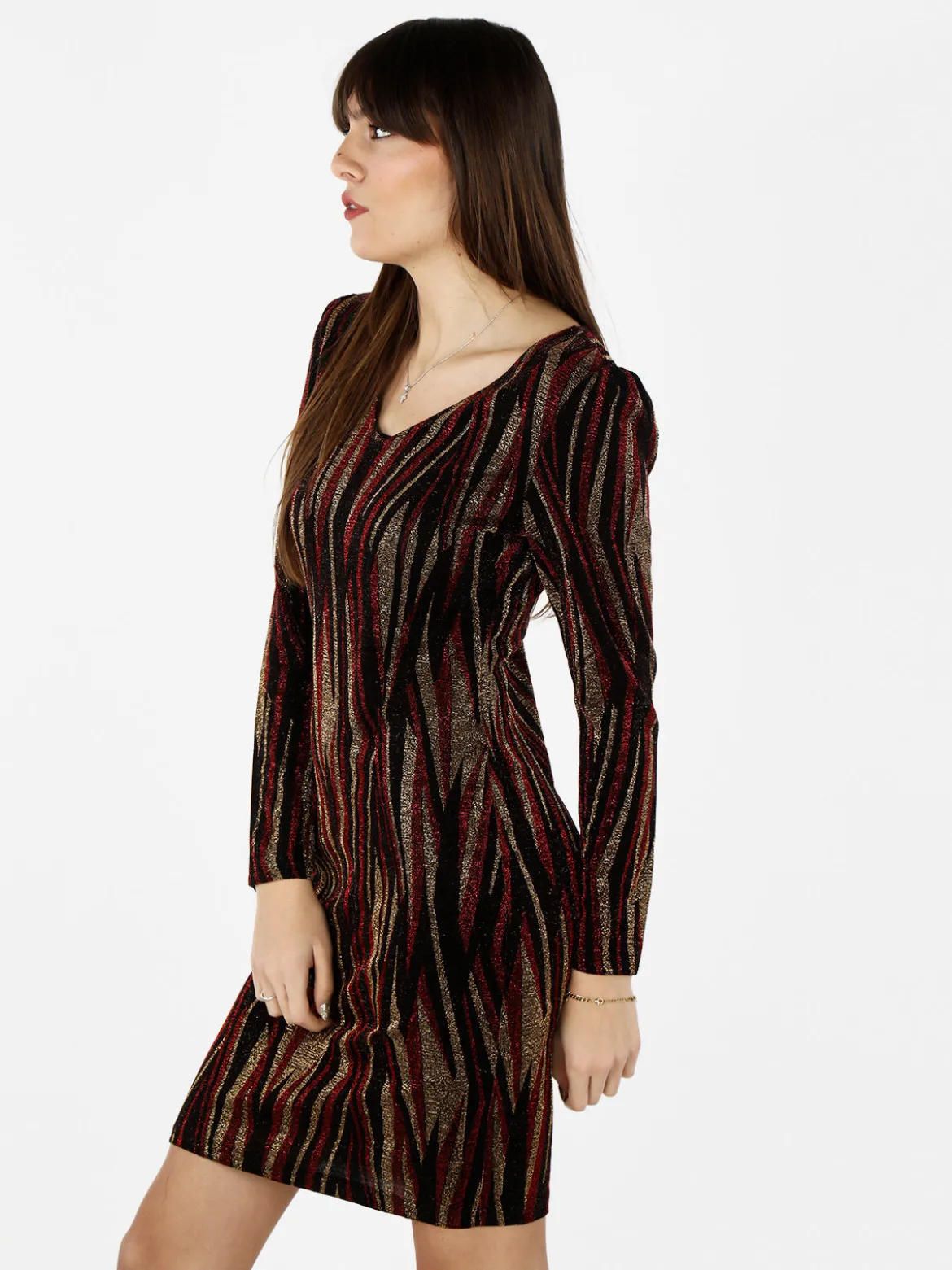 Sweet Miss Abito donna a scollo a V con lurex