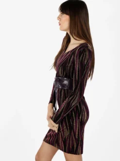 Sweet Miss Abito donna a scollo a V con lurex