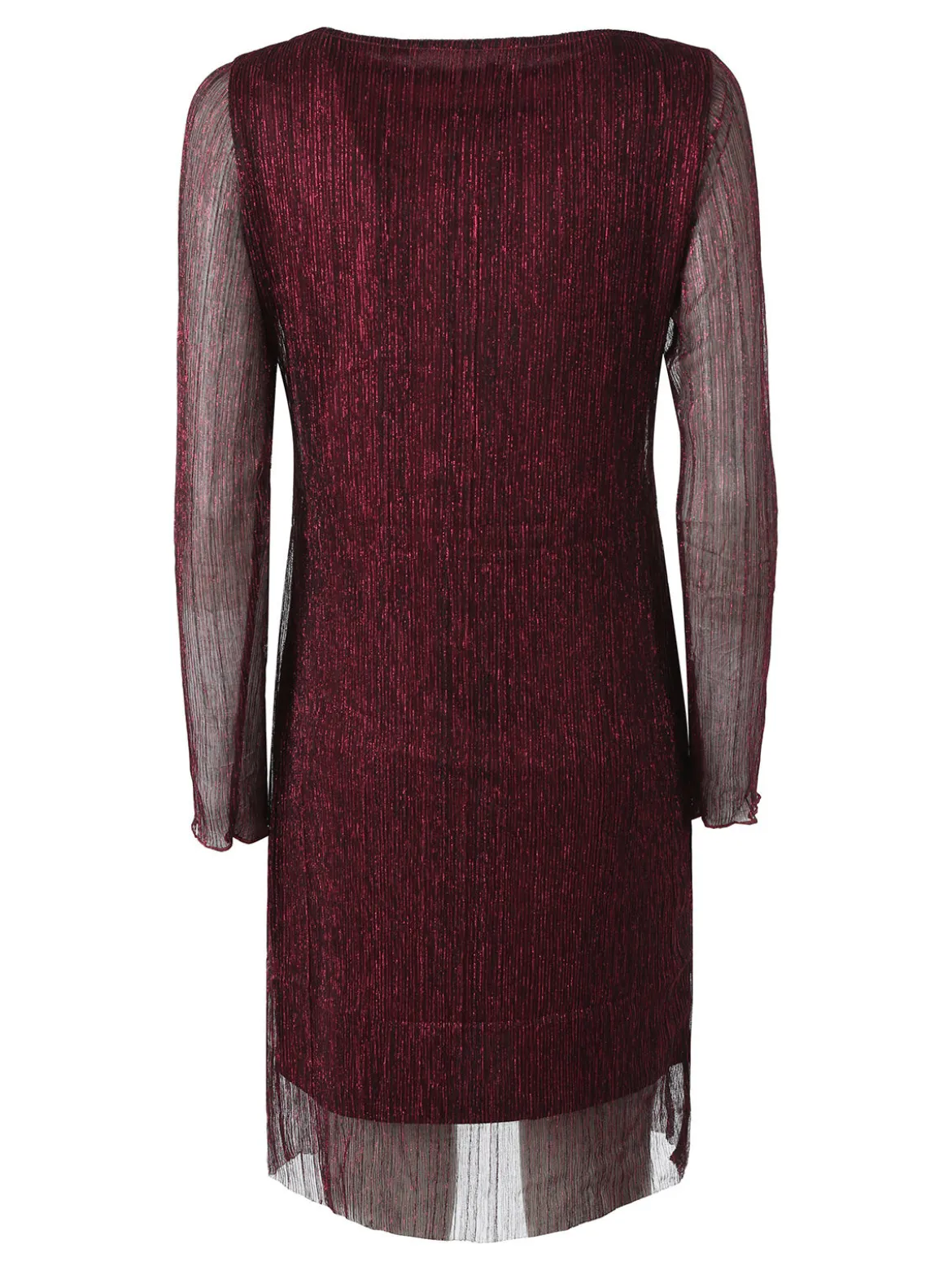 Sweet Miss Abito donna in lurex con maniche lunghe velate - bordeaux