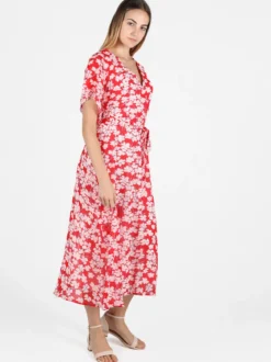 Sweet Miss Abito lungo da donna con scollo V e maniche corte