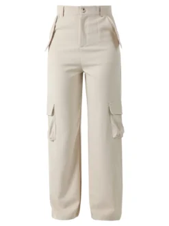 Sweet Miss Pantaloni donna a palazzo con tasconi laterali - beige