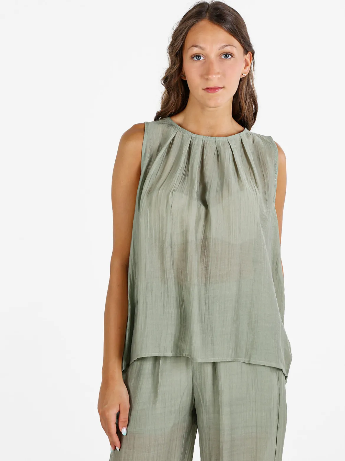 Sweet Miss Top donna tinta unita - pistacchio