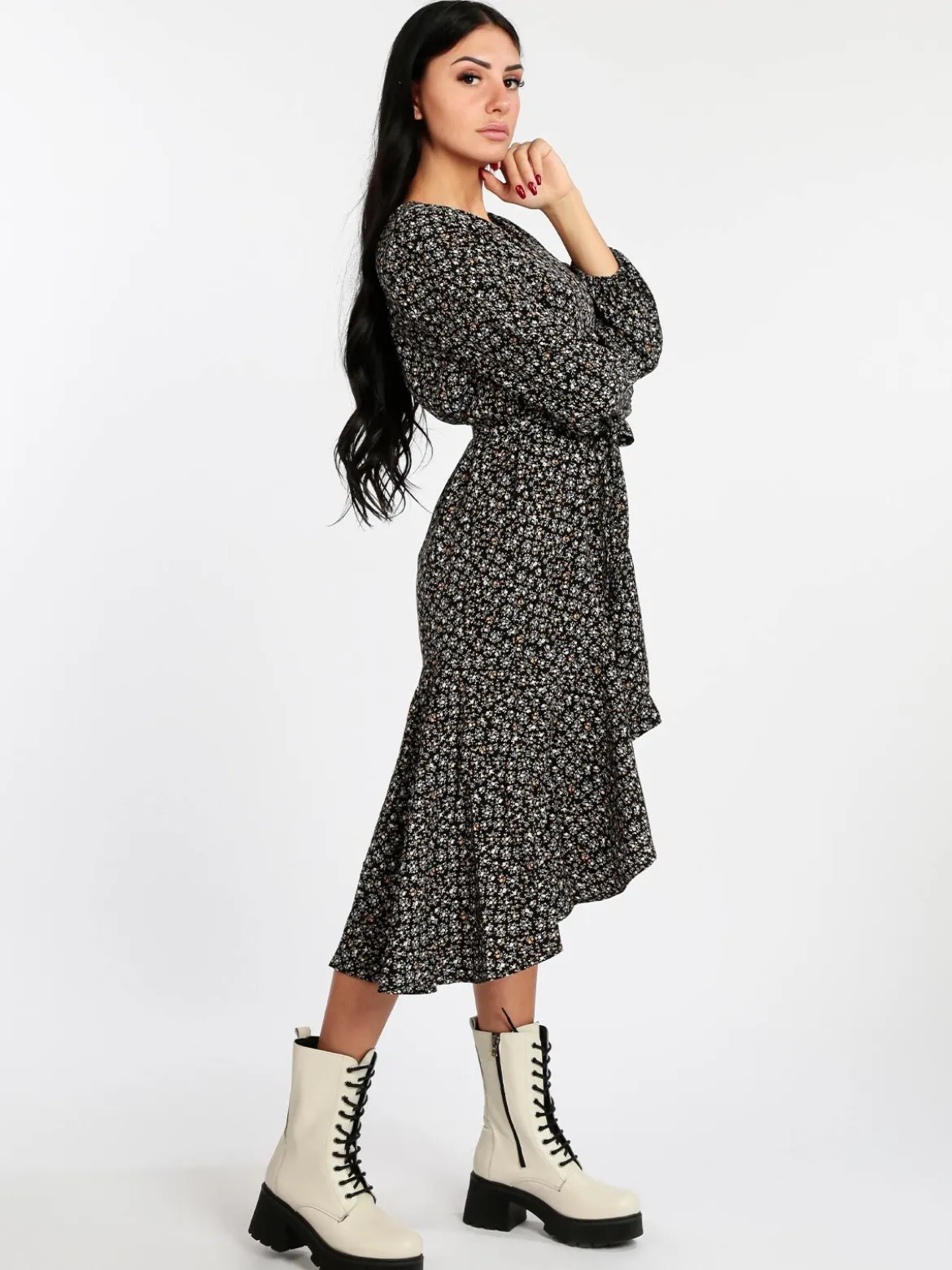 Sweet Miss Vestito donna asimmetrico a maniche lunghe