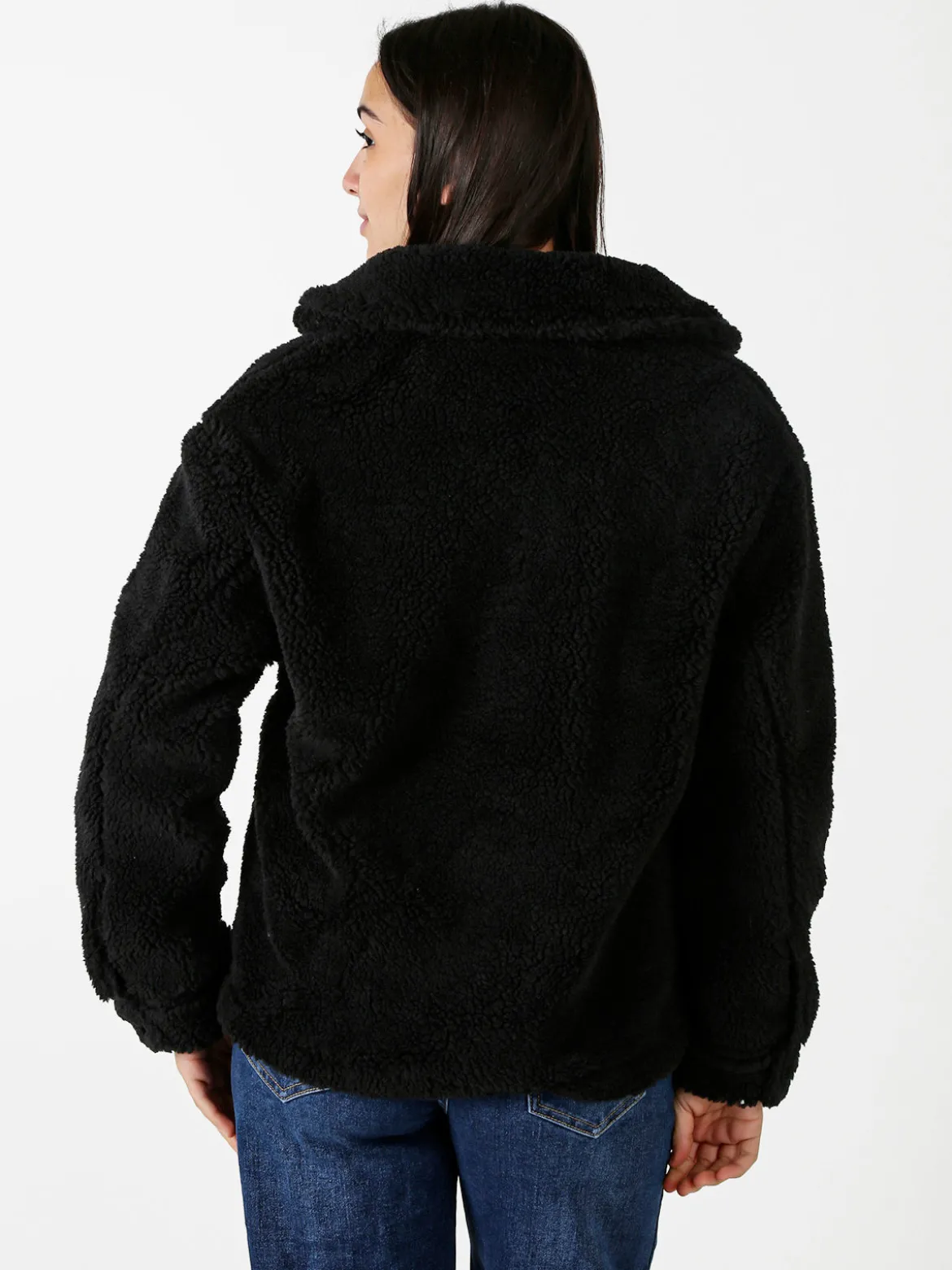 The People Rep Cappotto corto teddy da donna con bottoni - nero