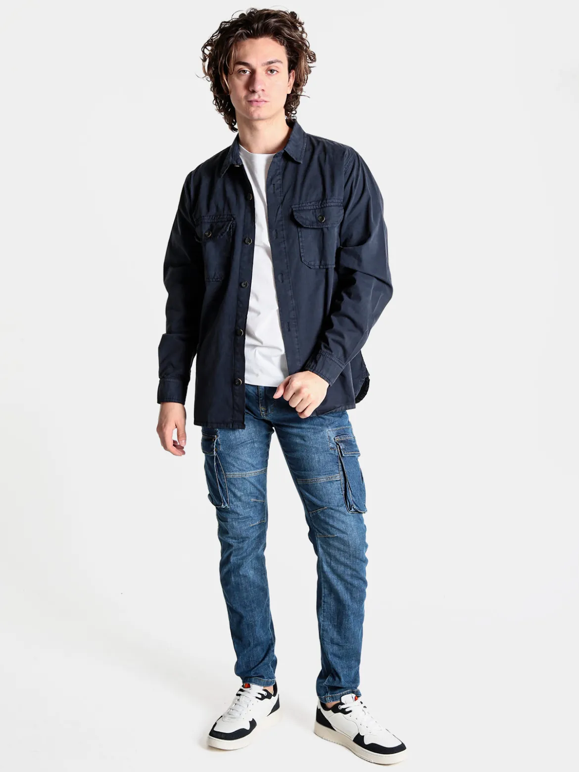The People Rep Giacca camicia casual da uomo in cotone con bottoni