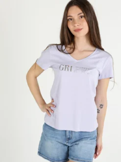 The People Rep T-shirt donna in cotone con scollo a V e stampa scritta