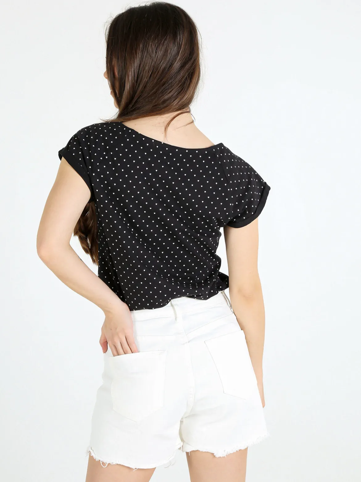 The People Rep T-shirt donna in cotone con stampa cuori