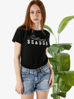 The People Rep T-shirt donna in cotone con stampa - nero