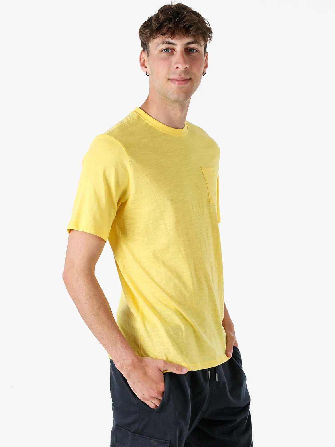 The People Rep T-shirt in cotone da uomo con taschino - giallo
