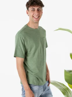 The People Rep T-shirt in cotone da uomo con taschino - verde