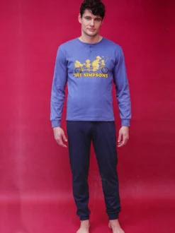 The Simpsons Pigiama lungo da uomo in cotone interlock con stampe - avion