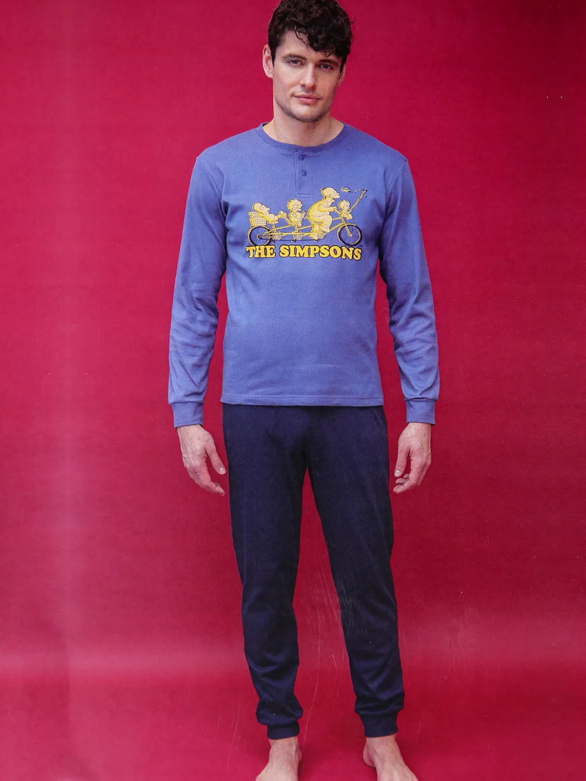 The Simpsons Pigiama lungo da uomo in cotone interlock con stampe - avion