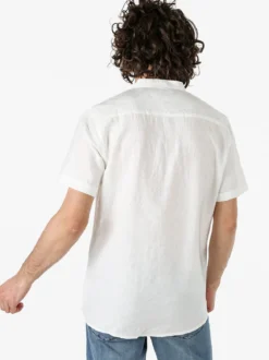 Tmk Camicia da uomo leggera a maniche corte con colletto alla coreana - bianco