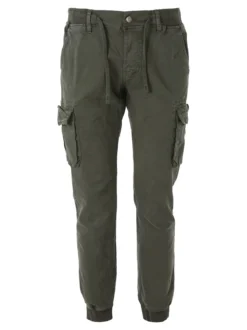 Tmk Pantaloni cargo da uomo in cotone con polsini - militare