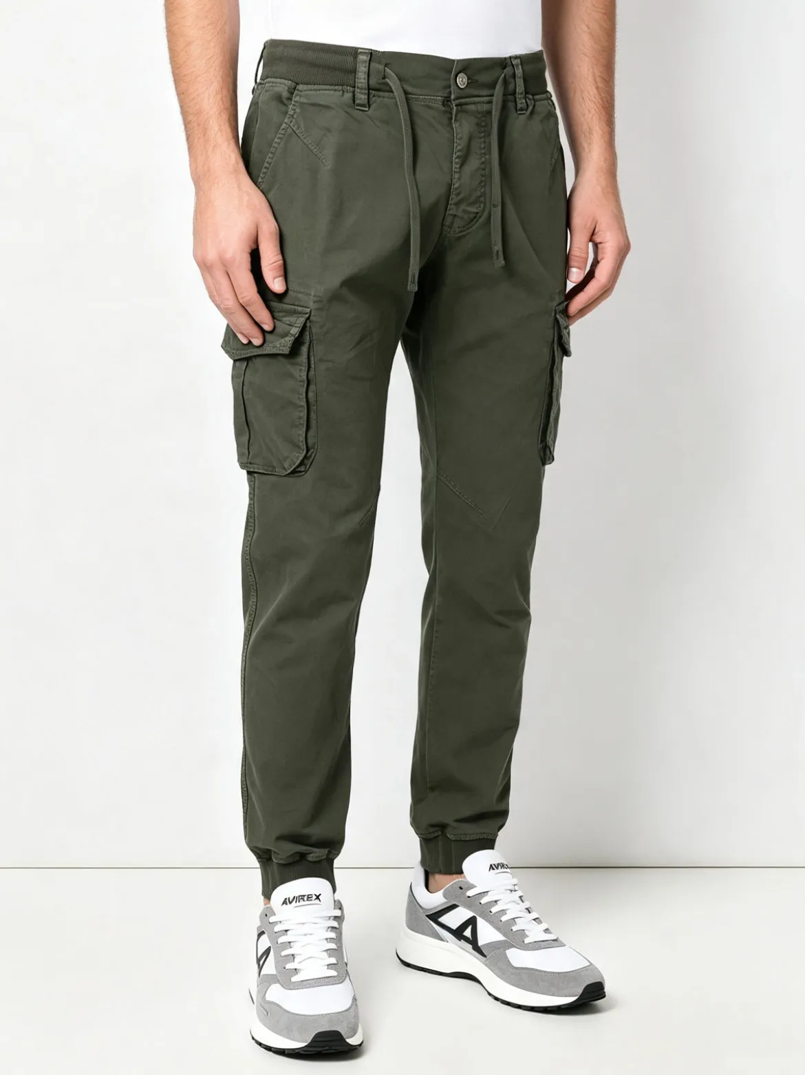 Tmk Pantaloni cargo da uomo in cotone con polsini - militare
