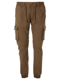 Tmk Pantaloni cargo da uomo in cotone con polsini - taupe