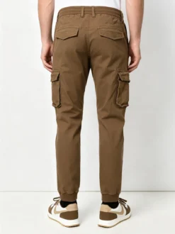 Tmk Pantaloni cargo da uomo in cotone con polsini - taupe