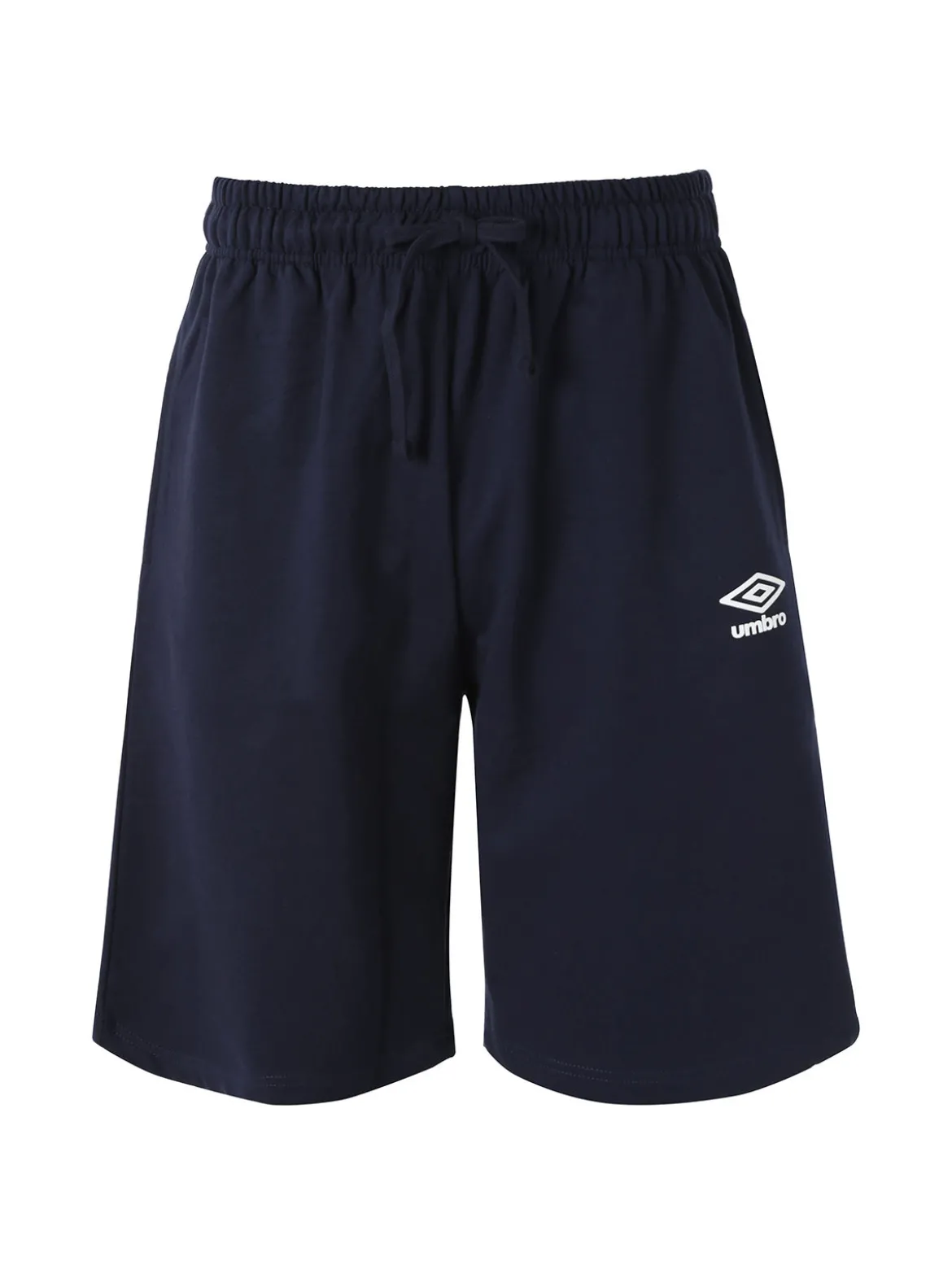 Umbro Bermuda sportivi da uomo in felpa di cotone con coulisse e logo - blu scuro