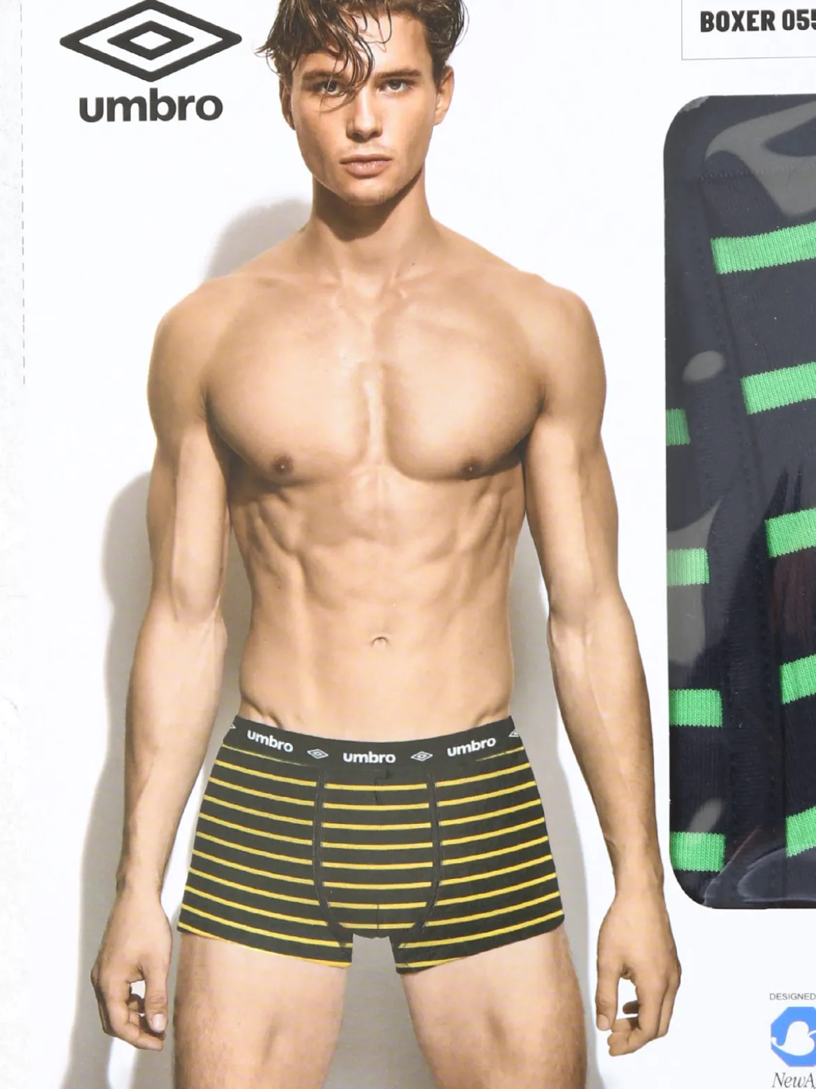 Umbro Boxer da uomo rigati in cotone elasticizzato - giallo