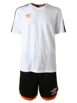 Umbro Completo corto da uomo con t-shirt in cotone e bermuda sportivo - bianco