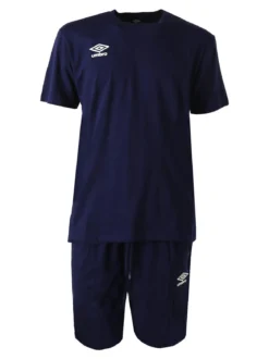 Umbro Completo corto da uomo 2 pezzi in cotone con logo - blu scuro