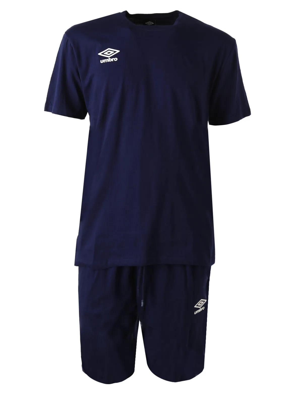 Umbro Completo corto da uomo 2 pezzi in cotone con logo - blu scuro