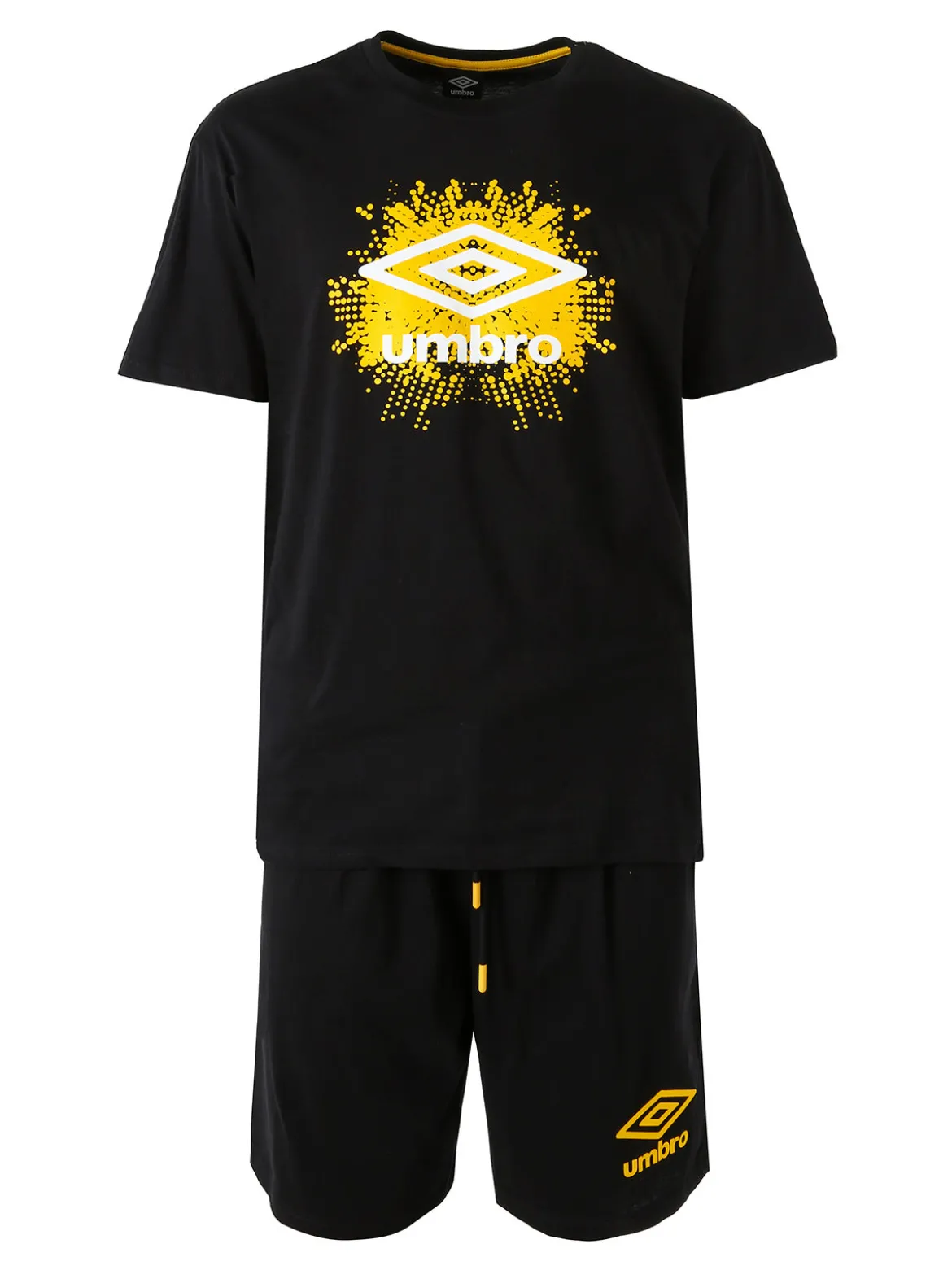 Umbro Completo corto da uomo sportivo in cotone con t-shirt e bermuda - nero