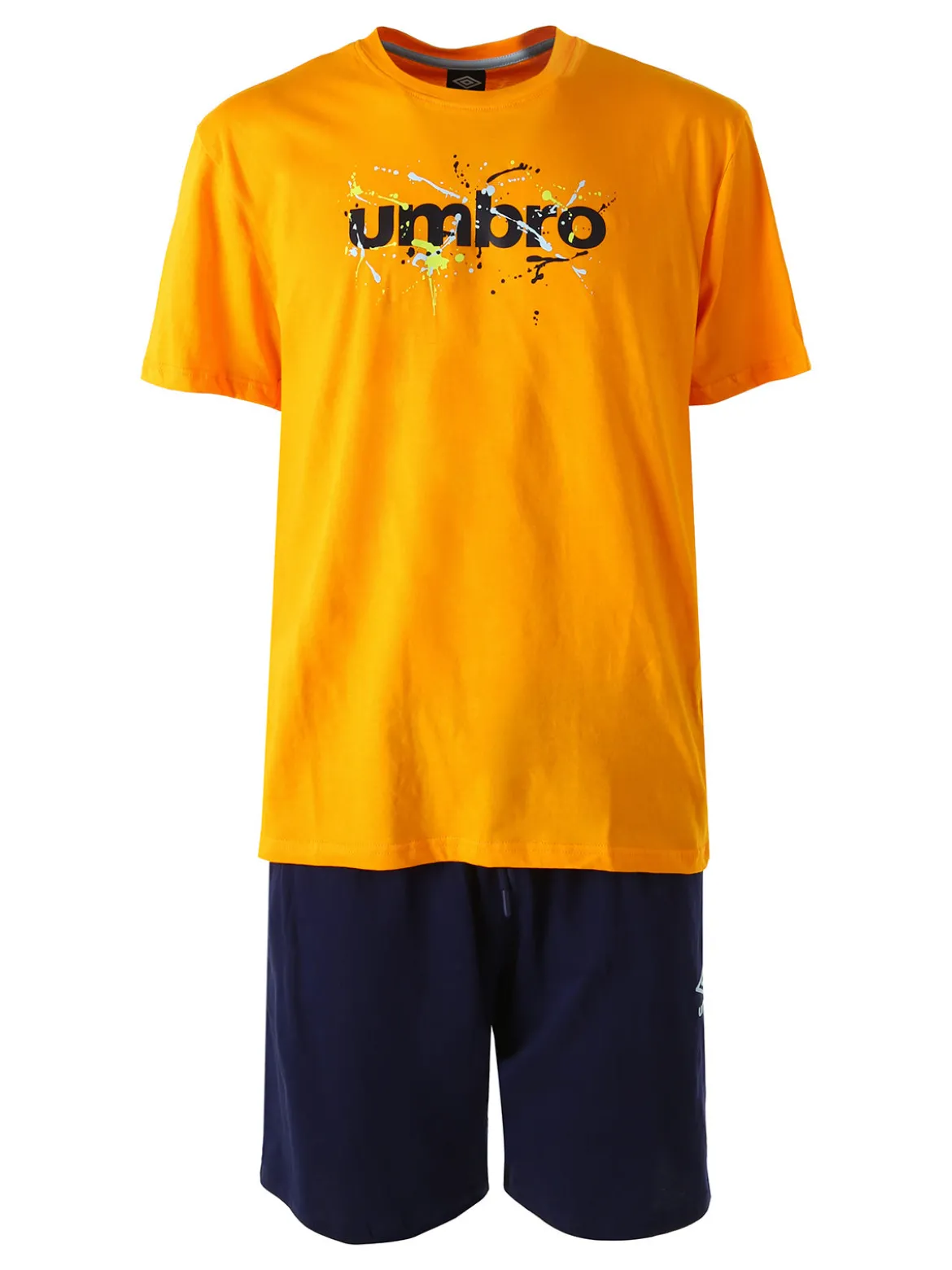 Umbro Completo corto sportivo da uomo in cotone con t-shirt e bermuda - arancione