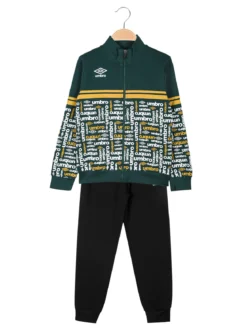 Umbro Completo tuta 2 pezzi da bambino con zip e stampa logo - verde