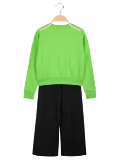 Umbro Completo tuta 2 pezzi da ragazza con felpa cropp e pantaloni a zampa - verde chiaro