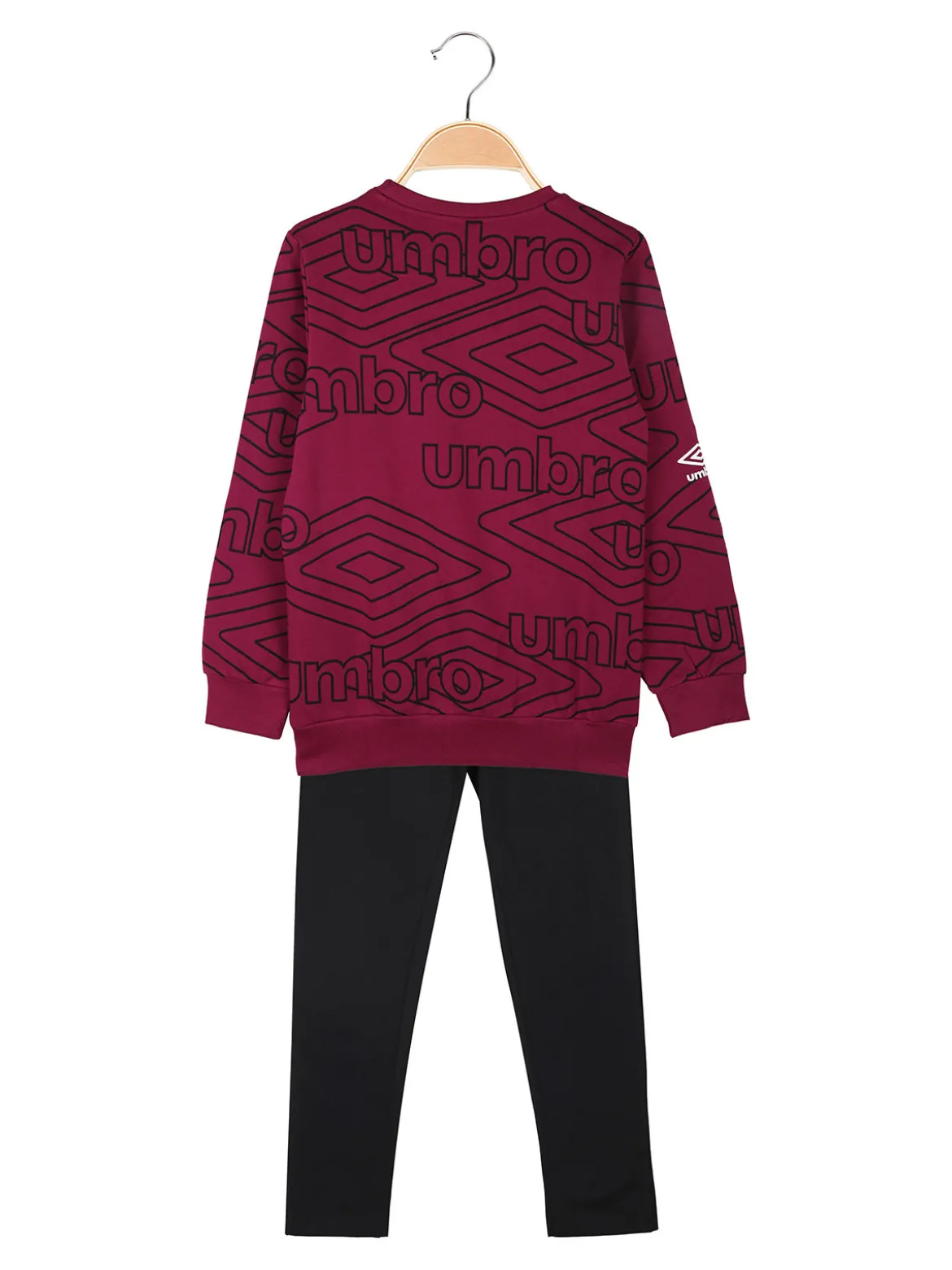 Umbro Completo tuta 2 pezzi da ragazza con interno felpato e stampa logo - porpora