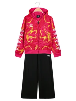 Umbro Completo tuta 2 pezzi da ragazza in cotone full zip con cappuccio - fucsia