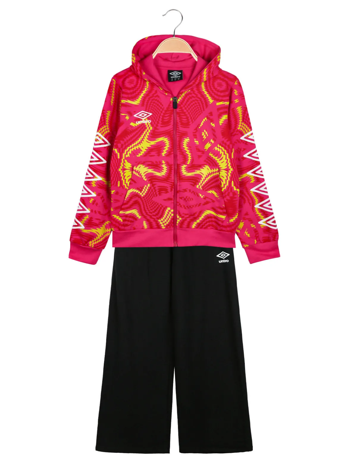 Umbro Completo tuta 2 pezzi da ragazza in cotone full zip con cappuccio - fucsia