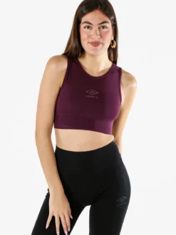 Umbro Top sportivo da donna con logo in cotone elasticizzato - viola