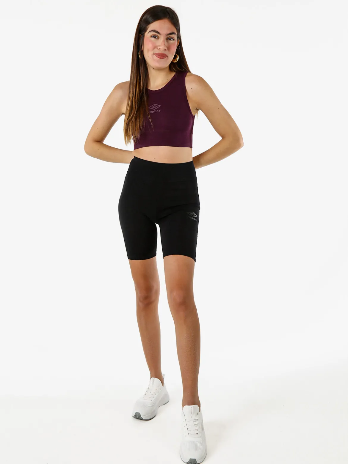 Umbro Top sportivo da donna con logo in cotone elasticizzato - viola