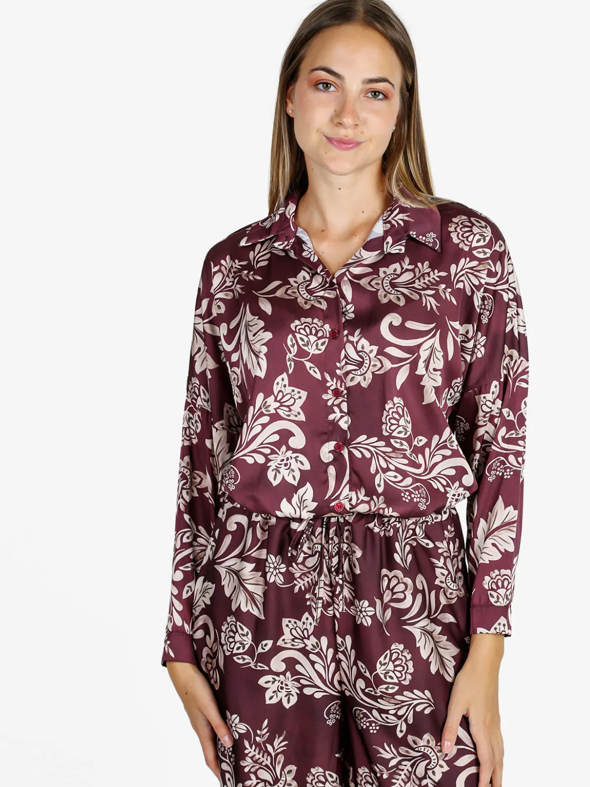 Unique Camicia donna a fantasia - bordeaux